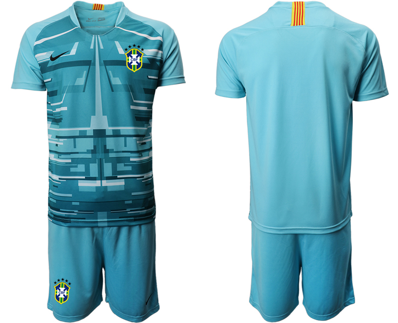 Men 2020-2021 Season National team Brazil goalkeeper blue Soccer Jersey